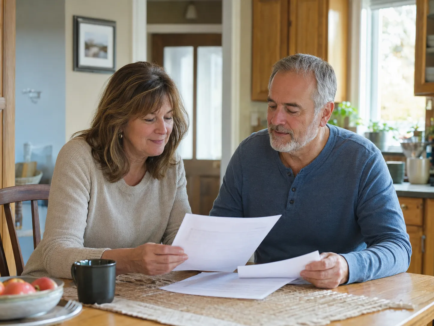 Un couple prend le temps de discuter de ses projets à la maison